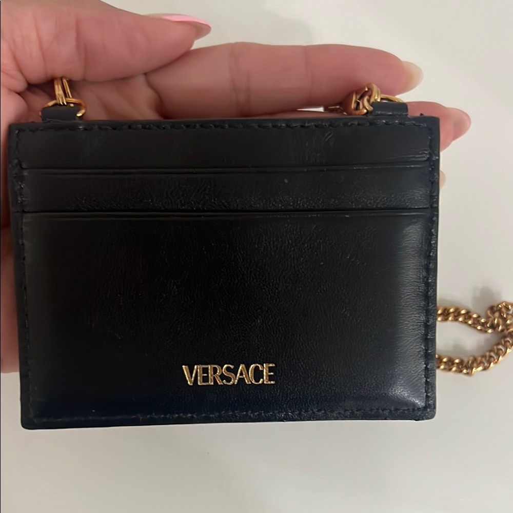 Versace Quilted Black Crossbody with Gold Accents - Picture 3 of 4
